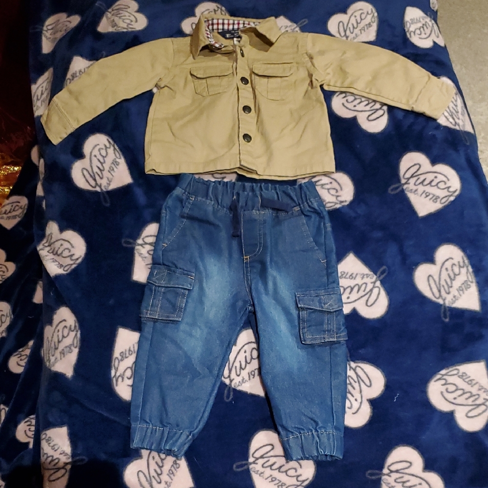 Ben Sherman Tan and Blue Kids Matching Set